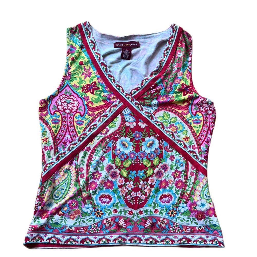 Jones Wear Colorful Floral Women's Tank Vintage y2k